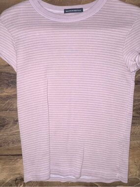 Brandy Melville Purple and White Striped Tee